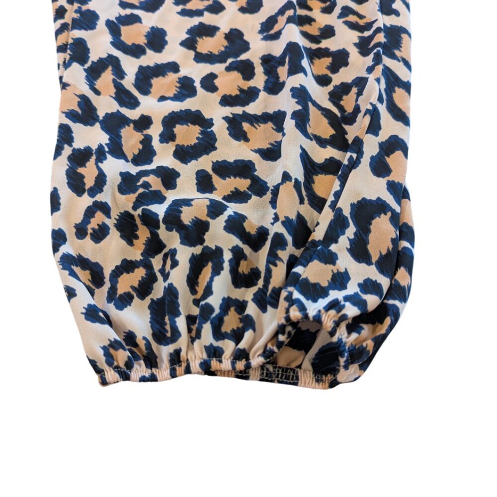 VICTORIA'S SECRET 2-Piece Harem Pants Crop Top Set S Animal Print Tan Navy - Picture 9 of 14